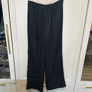 Black Pinstripe Wide Leg Pants
